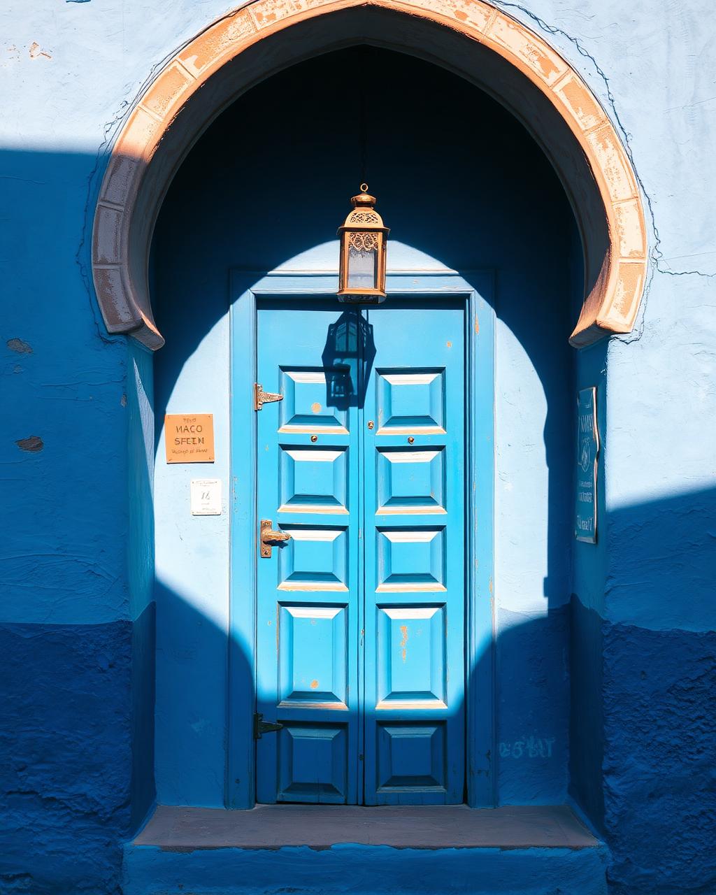 Vibrant blue Moroccan doorway in Chefchaouen